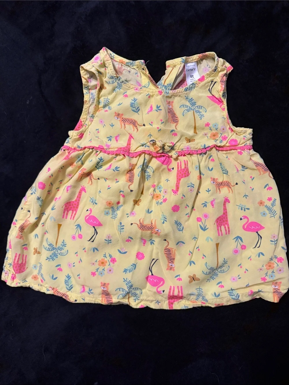 Carter's Yellow Sleeveless Dress with Pink Animal Prints